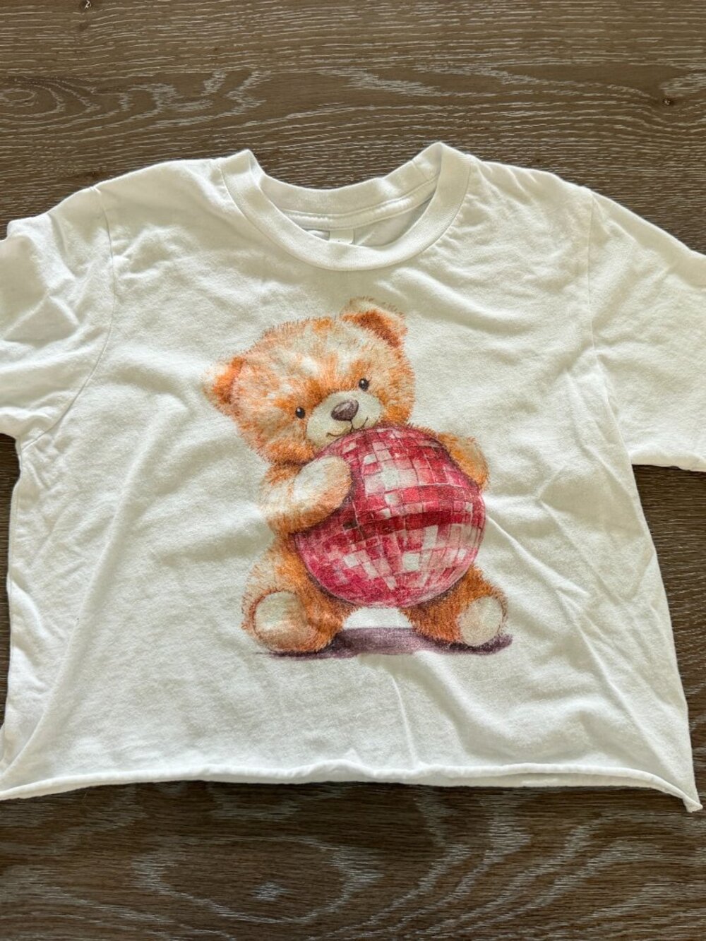 Girls Bella + Canvas teddy bear short sleeve t-shirt tee top size Large 14-16